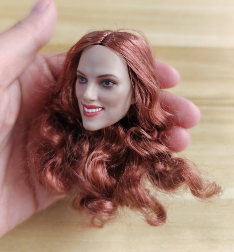 1/6 Red Long Curls Black Widow Head Carved Fit 12'' Suntan Girl Action Figure - Picture 4 of 5