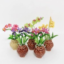 Set of 5 Several Potted Miniature Flowers Plants Dollhouse Garden Accessory