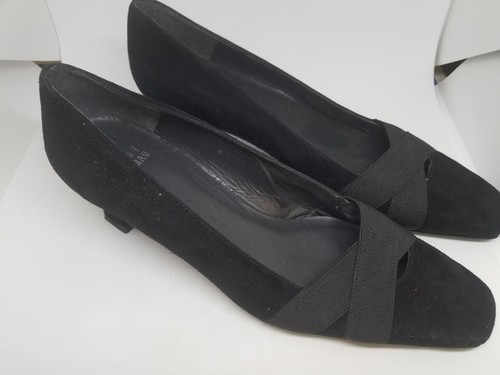 Stuart Weitzman Black Suede Pumps Size 4.5M Elastic Criss Cross 2.5" Heels - Bild 2 von 5