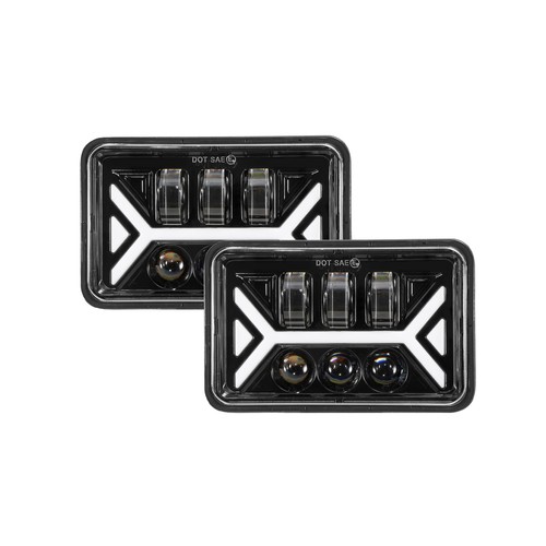 Faro LED cuadrado 2X 4x6 pulgadas Hi-Lo DRL señal de giro haz sellado coche camión SUV - Imagen 11 de 12