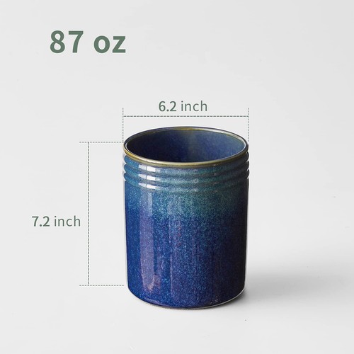 7.2" Large Kitchen Utensil Holder for Countertop Ceramic Utensil Crock with T... - 第 3/8 張圖片