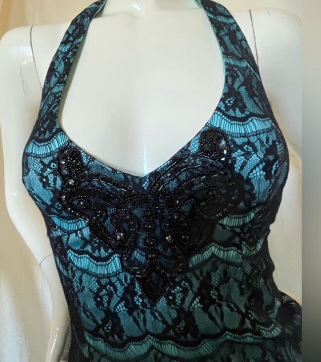 dress the population green lace dress Dress the Population Black with Blue and Green Embroidered Floral Lace –  The Saved Collection