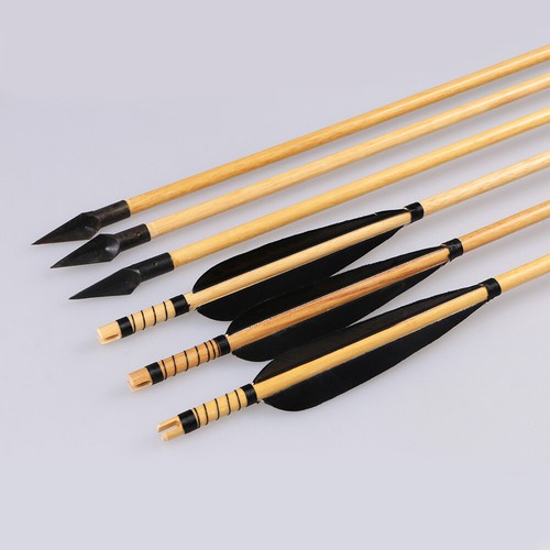 6pcs 31.5 inches Wooden Arrows Feather Target Practice Arrows Archery Shooting - Picture 36 of 45