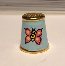 Venetian Blown Glass THIMBLE ~ Pink Butterflies