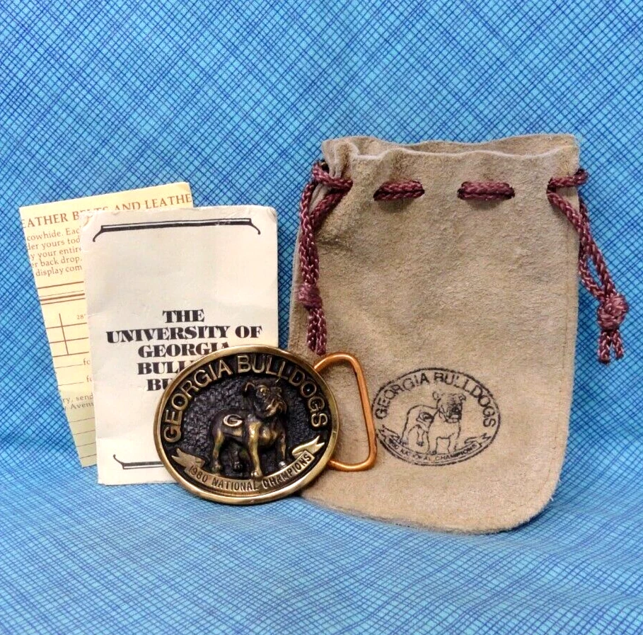 Georgia Bulldogs 1980 NCAA Champs Dress Belt Buckle w/ Bag & Papers Vtg .NOX623 - Image 2 of 4