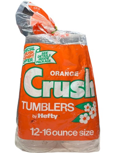 Vintage Orange Crush Soda Pop Plastic Tumbler Cups 16oz By Hefty 12 Pack 1976 - Picture 2 of 7
