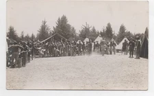 WWI AZO RPPC Postcard of Soldiers waiting in line for Chow
