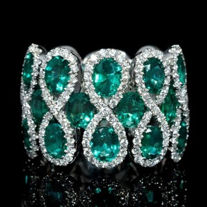 Gorgeous-Women-8-Shaped-Emerald-925-Silver-Jewelry-Wedding-Ring-Size-6-10
