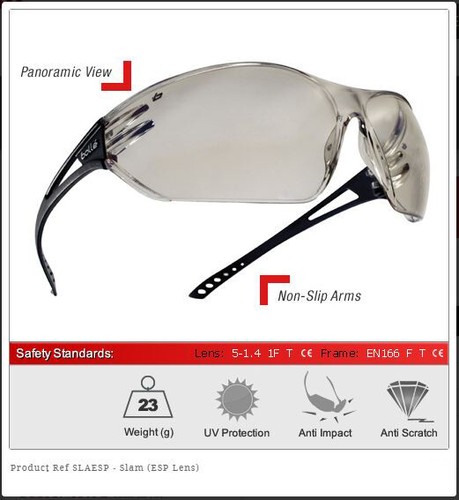 Bolle SLAM Safety Glasses Spectacles Anti-fog Anti-scratch Lens All-round vision - Picture 12 of 17