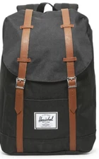 Herschel Retreat Backpack Knapsac Black Tan NWT School Laptop Work Travel