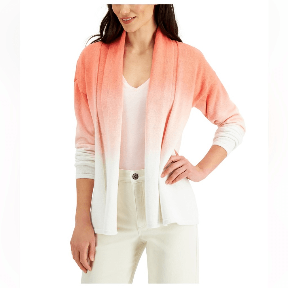 Sunset dip-dyed cotton cardigan by Style & Co size L new with tags