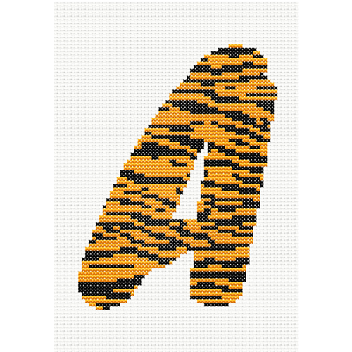 Tiger Print A Monogram Cross Stitch Pattern/Chart, Initial Letter Personalised - Picture 2 of 2