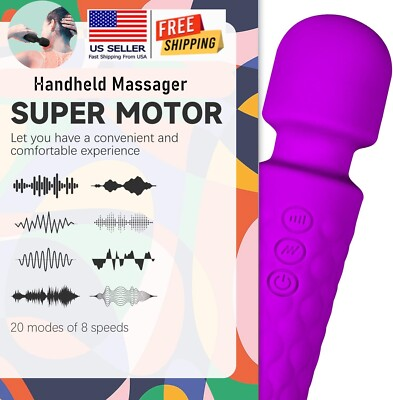 #ad 8#x27;#x27; Handheld Massager Rechargeable Vibrator 20 Speed Wand Vibrating Massage Gift $8.89