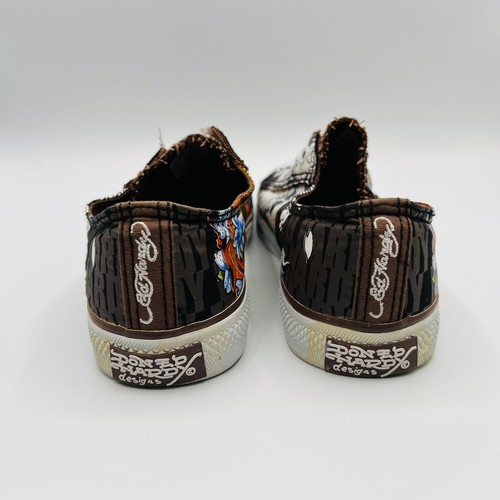 Sneakers slip on senza lacci Ed Hardy Brown Roses Skulls Designs da donna taglia 7 - Foto 5 di 8