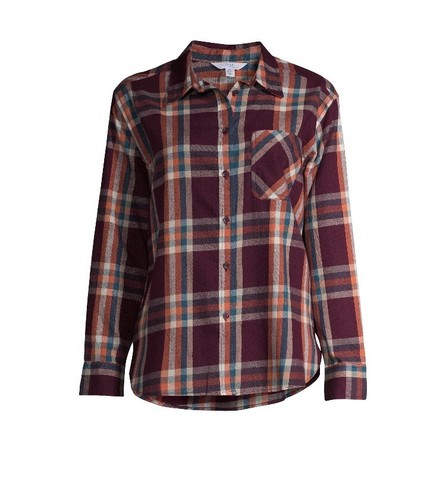Time and Tru Womens Plaid Flannel button front shirt size 2XL - Picture 5 of 10