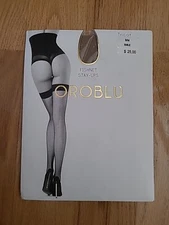 New  OROBLU Tricot Fishnet Stay Ups Stockings Choose Size/Color