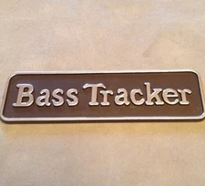 Old BASS TRACKER Boat Plastic Emblem~Dash~Interior~Brown~Fishing Boat~NOS