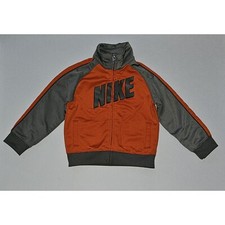 NIKE Orange Gray Track Jacket Full-Zip Sweatshirt Spellout Baby 24 Months