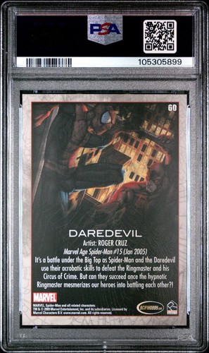 2009 MARVEL RITTENHOUSE SPIDER MAN ARCHIVES DAREDEVIL COMIC CARD#60 PSA 10 POP 4 - Picture 2 of 2