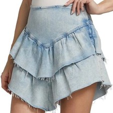 MOTHER The Ruffle Mini Raw Edge Skirt - Action Shot Size 29