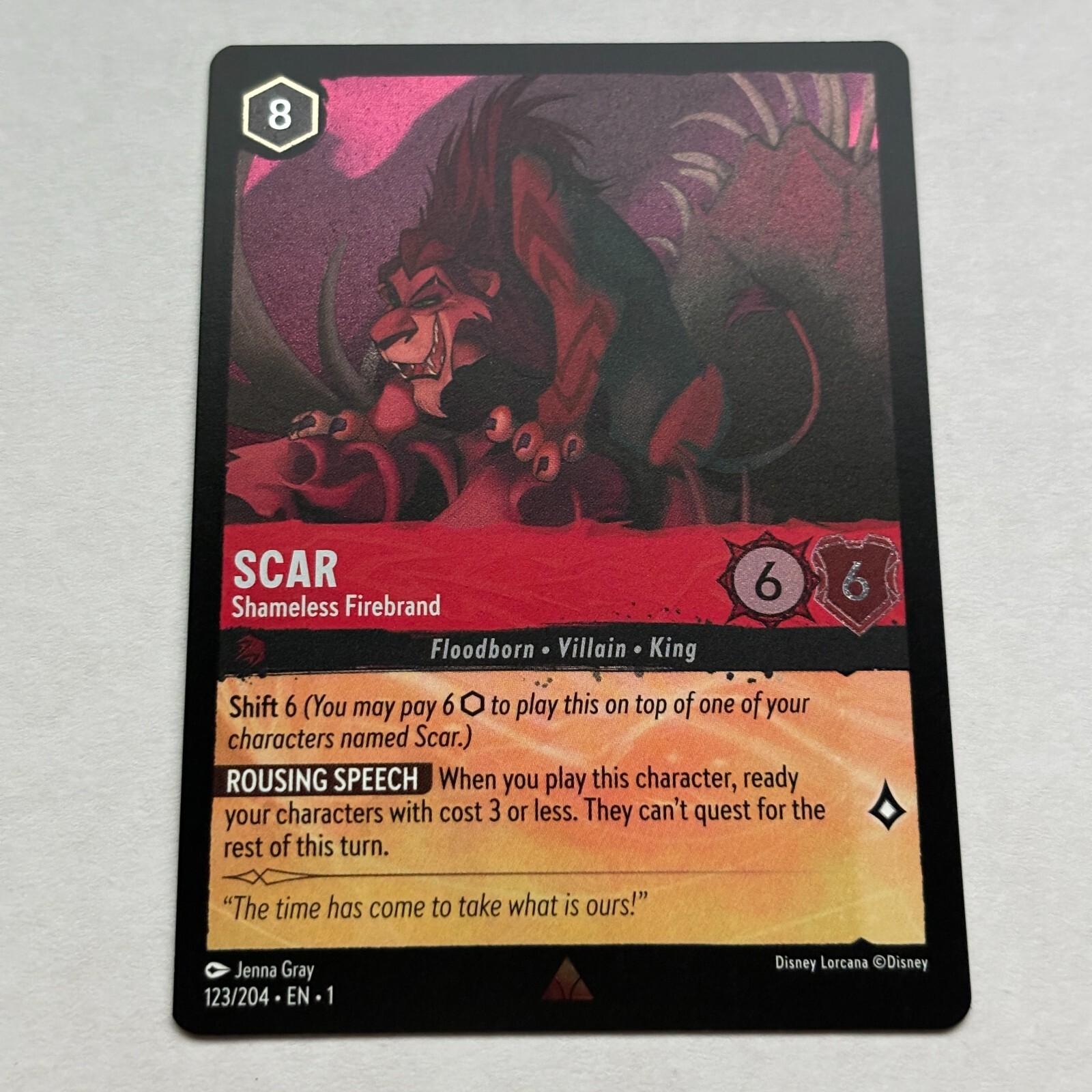 Scar 123/204 Disney Lorcana The First Chapter Rare Cold Foil Card NM