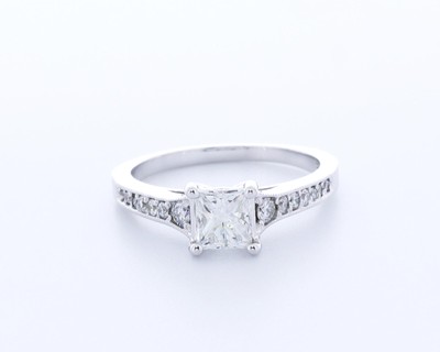 1.4 Carat AGI Lab-Created Diamond E/VS1 Princess 18K  Graduate Band Accent Ring