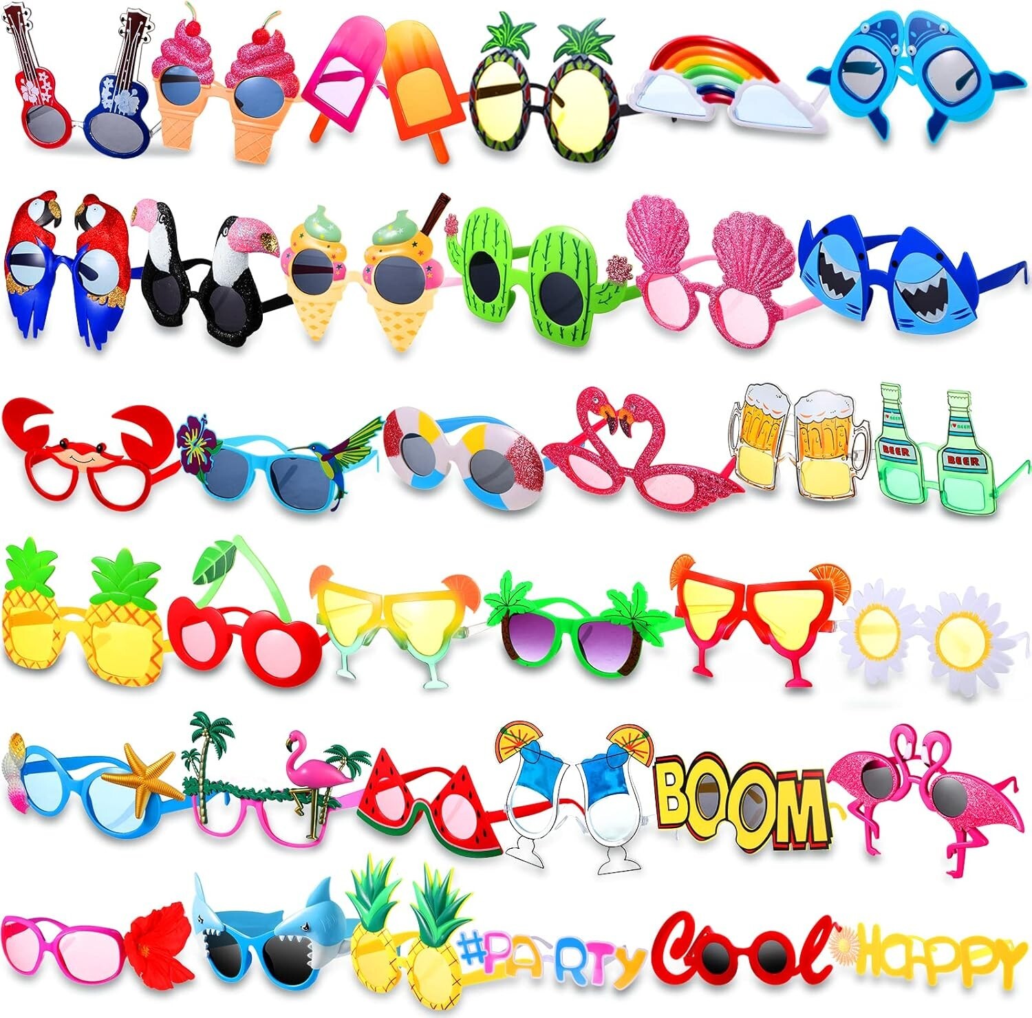 36 Pcs Tropical Luau Party Sunglasses – Fun Beach Themed Shades for Kids & Adults