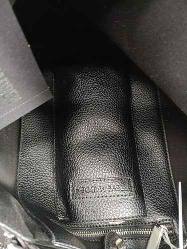 Steve Madden Black Handbag Make-Up Bag Carry Shoulder Handle Faux Leather (New)* - Picture 11 of 16