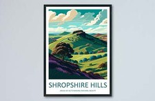 Shropshire Hills Travel Print Wall Art Shropshire Hills Wall Hanging Home Decora