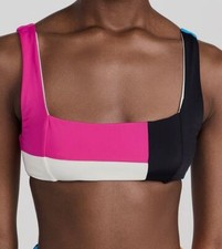  190 Mara Hoffman Women's Pink Colorblocked Meli Bikini Top Swimwear Size M