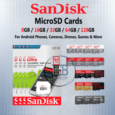SanDisk Micro SD Card Memory 16GB 32GB 64GB 128GB Adapter Camera Android Phone