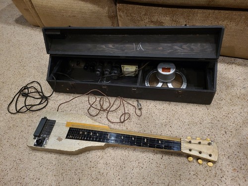 RARE supro 60 steel lap electric slide Hawaiian guitar tube amp combo set