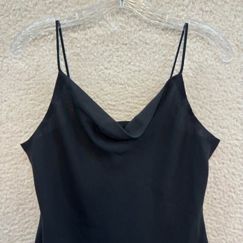 Top camicia vintage anni 90 Y2K piccolo medio nero chiffon maglia collo cappuccio trasparente - Foto 3 di 7