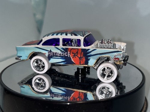"Custom Made" Hot Wheels 55 Chevrolet Gasser Metallica Rock Band Real Riders - Picture 8 of 12