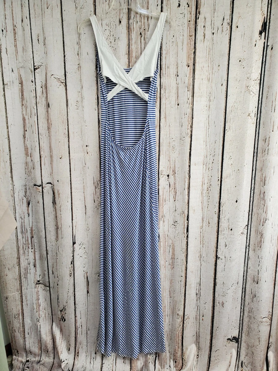 HHP Women's Small Arden B Blue White Striped Cross Back