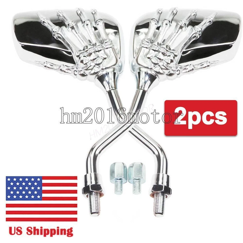 Espelhos laterais cromo caveira para Suzuki Intruder 800 VS800GL 1400 - Imagem 2 de 4