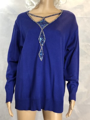blue sequin long sleeve top
