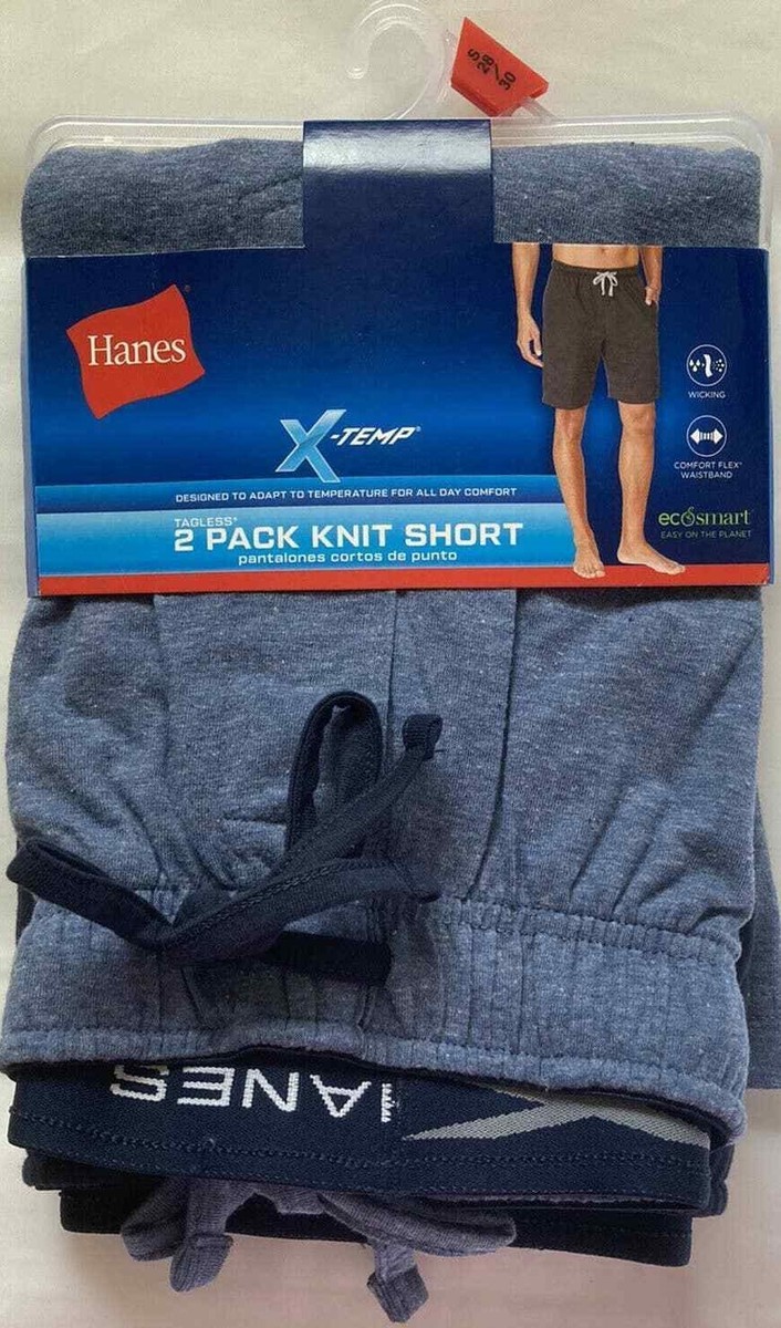 Hanes Mens 2-Pack Blue Blue Heather X-Temp Tagless Knit Sleep