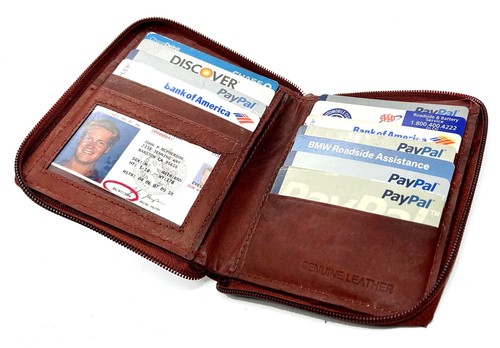 RFID Blocking Leather Zip-Around Credit Card Holder Men's Bifold Hipster Wallet - Bild 13 von 28