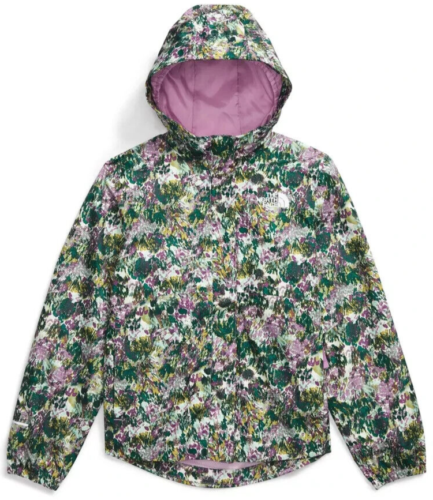 NEW The North Face Antora Mineral Purple Maze Floral FZ Rain Jacket Girl S 7-8