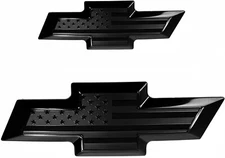 2015-2020 Suburban Tahoe Black American Flag Metal Overlay Emblem Front Rear Set