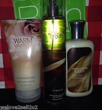 Bath  Body Works Warm Vanilla Sugar Fragrance Spray Mist Creamy Gel Wash Lotion