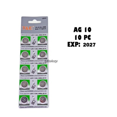10 AG10 LR1130 389A 1.5V Alkaline Battery Watch Exp 12/2026
