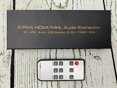 Cables Adapters 3 Ports HDMI MHL Audio Extractor with IR Remote Control 4K ARC