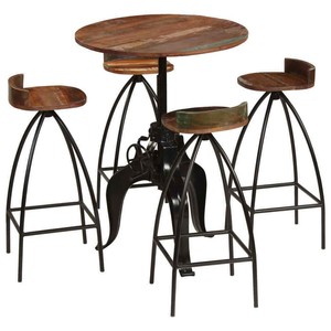 Rustic Industrial Bar Table 4 Chairs Vintage Kitchen Cafe