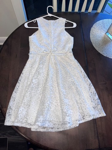 (NEW - W/O Tags) Speechless Girls Halter White Sparkly Cocktail Dress Size 14 - Picture 2 of 5