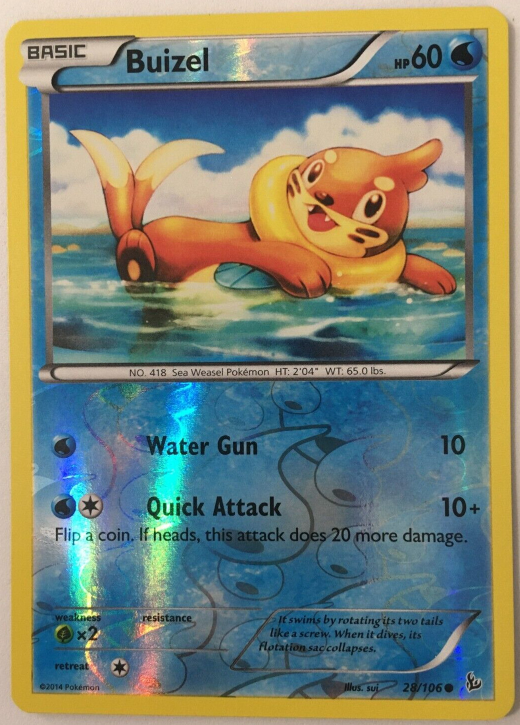 POKEMON BUIZEL 28/106 XY FLASHFIRE COMMON REVERSE HOLO NEAR MINT