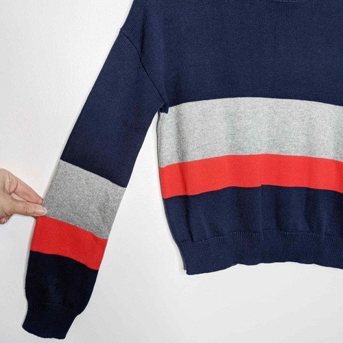 Harper Canyon Sweater Crew Neck Navy Blue Silver Red Girls Size Medium NWOT - Picture 2 of 6