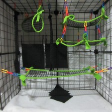 11 Pc Neon Green Mesh Sugar Glider Cage Set, bedding, Sugar Glider Accessories