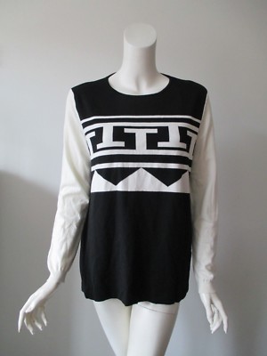 ViCOLO Northland ITALY Black Soft White Lone Sleeve Pullover Sweater M/L